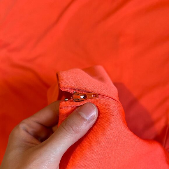 1970s Red polyester prom dress and cover up matching set - Made in Canada by Mis - Picture 13 of 16